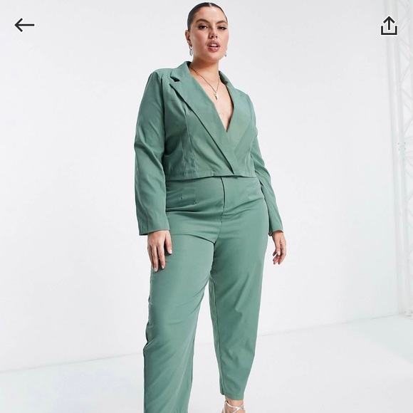 Cropped blazer in teal - Picture 2 of 5